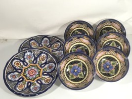 Pottery Barn Del Sol Melamine Collection 2 Dinner Plates 6 Bowls Lot Discontinud - £69.64 GBP