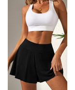 Black Solid Color High Waist Wide Leg Swim Bottom - $12.96