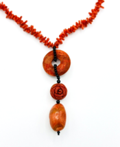 Red Coral Artisan Necklace Sterling Silver Clasp - £76.90 GBP