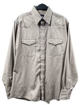 Wrangler Mens Shirt Large Brown Striped Pearl Snap Western Wear Casual Work VTG - $20.51