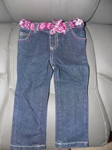 Faded Glory Dark Wash Jeans W/Knitted Belt Size 18 Months Girl&#39;s NEW - £16.37 GBP