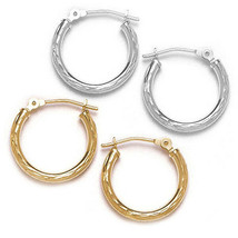 Women&#39;s 14k Yellow Or White Gold Huggie Diamond Cut Hoop Tube Earrings 16MM - £34.09 GBP