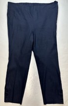 J. Jill Linen Crop Pants Womens Large Stretch Navy Blue Accent Buttons Zipper - £14.38 GBP