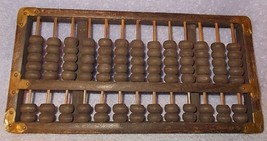 Vintage Oriental Wood Abacus Calculator Brass Reinforced Corners - £15.94 GBP