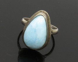 925 Sterling Silver - Vintage Tear Drop Larimar Cocktail Ring Sz 7.5 - RG19766 - £26.82 GBP