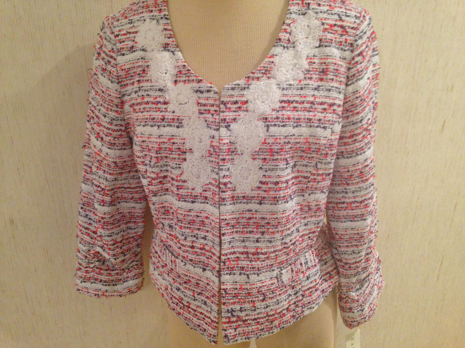 Primary image for Kate & Rosy L Large  Woven Lined Blazer Jacket w/Ruched Sleeves NWT $109 MSRP
