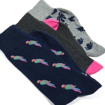 Stafford Men&#39;s Socks 3 Pairs Parrot Palm Trees &amp; Solid Navy &amp; Gray Heather OS - £9.50 GBP