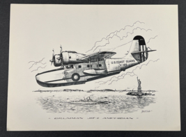 Henry Clark Art Print Grumman J4F-2 Amphibian WW2 Aircraft 12 x 9 Inches - $19.79