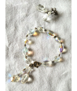 Vintage Aurora Borealis Crystal Link Bracelet w/Drop &amp; Screwback Earring... - €23,84 EUR