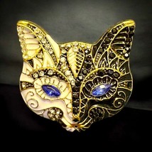 Retro Cat Mask Enamel Brooch - Black/White - $12.82