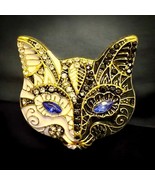 Retro Cat Mask Enamel Brooch - Black/White - $17.89 CAD