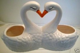 Your Forever Kissing Swan Planter Dish Circa 1950s - £25.94 GBP