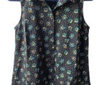 CAbi Blouse Womens Size XS Navy Blue 3440 Whimsy Sleeveless Floral Butto... - $17.81
