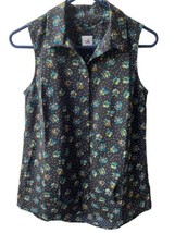 CAbi Blouse Womens Size XS Navy Blue 3440 Whimsy Sleeveless Floral Button Up - £13.99 GBP