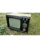 Vintage Soviet USSR Portable B&amp;W Analog TV Early Metal Case Model - £71.34 GBP