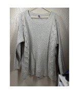 NYDJ Gray Silver Sequin Crewneck Sweater Pullover Tunic Long Sleeve Plus Size 1X - $32.95