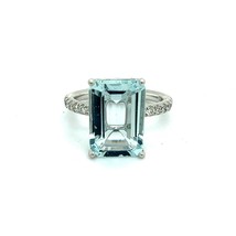 Natural Aquamarine Diamond Ring 6.5 14k W Gold 5.78 TCW Certified $4,795 217097 - £2,128.76 GBP