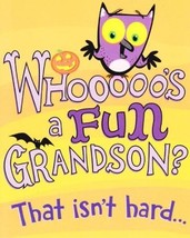 Greeting Halloween Card Grandson &quot;Whooooo&#39;s a Fun Grandson? That Isn&#39;t Hard&quot; - £1.17 GBP