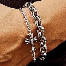 Chrome Silver Cross/Hearts Wtaps Rhude Bracelet Trapstar Neighborhood Y2K mm6 CH - £14.72 GBP+