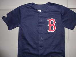 BLUE SEWN Blank MLB Boston Red Sox Majestic Baseball Jersey Youth M Excellent - £19.08 GBP