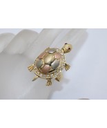 14KT TRI-COLOR GOLD LARGE TURTLE RING W/ RED &amp; CLEAR STONES SIZE 9 ( 14GR) - $1,907.95 CAD