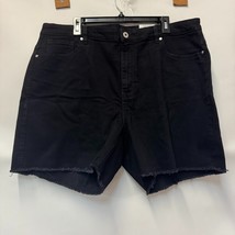 Style &amp; Co Womens Plus 18W Black High Rise Raw Hem Denim Jean Shorts NWT... - $24.49