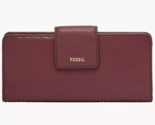 Fossil Madison Tab Clutch Red Wine Leather Purse SSWL2227609 Wallet NWT $80 - $29.69