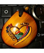 Vintage handcrafted wooden keychain of Columbia~heart-shaped - $24.42 CAD