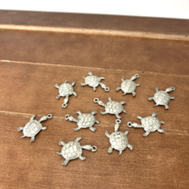 Set of 10 Vintage Silver Tone Metal Sea Turtle Charm Pendants Lot - $14.97