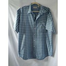 ST John's Bay Men's Blue Plaid Button Up Shirt Authentic Short Sleeve Si... - $15.79