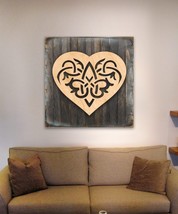 Heart Block Decor - Celtic Spiral Heart Art on Board - £118.60 GBP