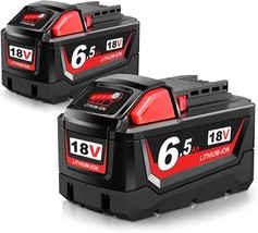 2 Pack 18V 6.5Ah Replacement Battery for Milwaukee M-18 Battery, 6500 mAh, 1865 - £59.94 GBP