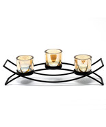 iron table candle holder -3 cup long style with glass cover - decorative... - $27.68