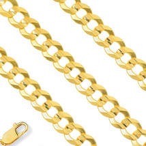 9mm 14K Yellow Gold 925 Sterling Silver Solid Necklace Cuban Curb Mens C... - $346.01