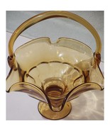 Vintage Viking Amber Georgian Basket 9 1/4&quot; Ruffle Rim Footed Base - $30.75 CAD
