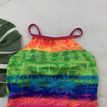 Vintage Y2K Kathy Ireland Womens One Piece Swimsuit Size 12 Neon Rainbow... - $19.79
