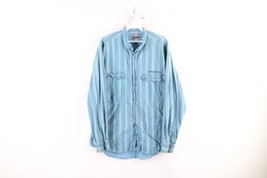 Vintage 90s Streetwear Mens Medium Distressed Striped Baggy Fit Button Shirt - £31.71 GBP