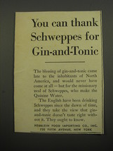 1951 Schweppes Quinine Water Ad - You can thank Schweppes for Gin-and-Tonic - £14.53 GBP