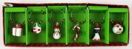 Pier 1 One Imports Set of 6 Christmas Holiday Drink Wine Glass Charms Markers - £9.45 GBP