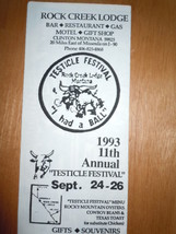 Rock Creek Lodge 11th Annual Testicle Festival Brochure 1993 - $4.99
