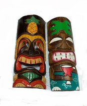 Scratch &amp; Dent Set of 2 Hand Carved Wood Tiki Masks 12 Inch - $29.69