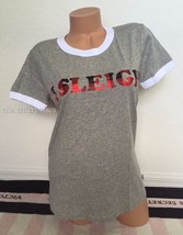 Victoria&#39;s Secret Pink I Sleigh T-Shirt Gray White Holiday Ringer Tee - Large  - £29.75 GBP