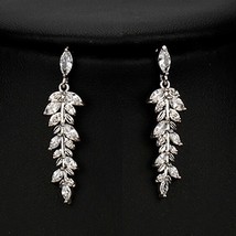 Zircon drop earrings for women white gold color crystal wedding earrings bridal jewelry thumb200