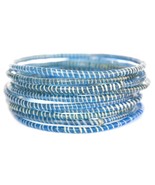 10 Dark Blue with White Recycled Flip Flop Bracelets Hand Made in Mali, ... - £7.09 GBP