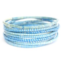 10 Light Blue with White Recycled Flip Flop Bracelets Hand Made in Mali, West... - £6.98 GBP