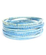 10 Light Blue with White Recycled Flip Flop Bracelets Hand Made in Mali,... - £7.21 GBP