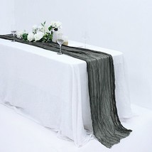 Charcoal Gray 10 Ft Cheesecloth Extra Long Table Runner Cotton Wedding Linens Gi - £12.99 GBP