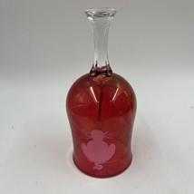 VINTAGE CRANBERRY GLASS CRYSTAL ETCHED BELL Kitty Cat - $494.22 MXN