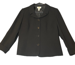 Talbots Black Blazer Suit Jacket Womens Size 8 Work Formal Party 4 Button - $28.05