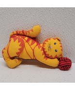 Sewn Cloth Mini Kitten Cat Yellow Orange With Red Yarn Ball - $33.69 CAD